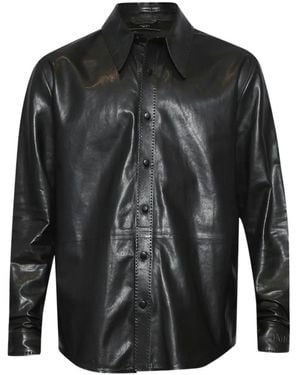 Amiri Button-Fastening Leather Jacket - Black