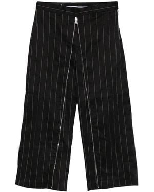 R13 Front Zip Striped Trousers - Black