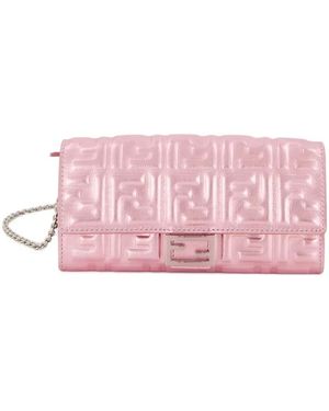 Fendi Baguette Continental Matelassé-Effect Cross Body Bag - Pink