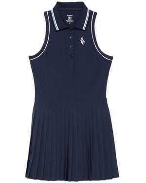 Sporty & Rich Pleated Sleeveless Mini Dress - Blue