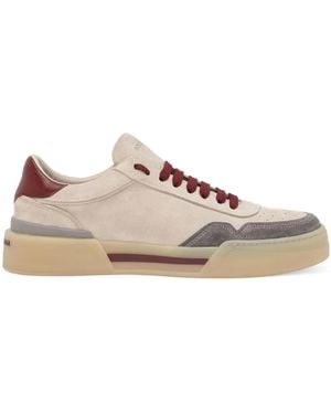Dolce & Gabbana New Roma Panelled Suede Trainers - Pink