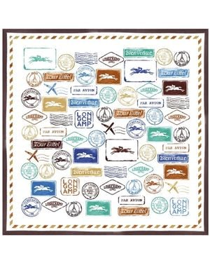 Longchamp Evasions Graphic-Print Scarf - White