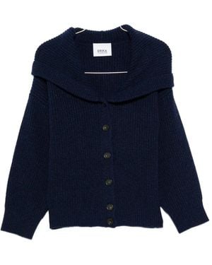 Erika Cavallini Semi Couture Donato Ribbed-Knit Hooded Cardigan - Blue