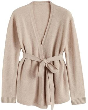 Chinti & Parker Wrap-Style Belted Cardigan - Natural