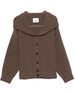 Erika Cavallini Semi Couture Donato Hooded Ribbed-Knit Cardigan - Brown