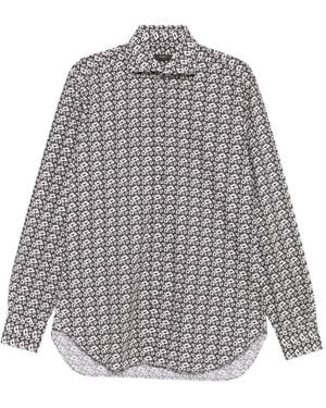 Barba Napoli Floral-Print Shirt - Grey