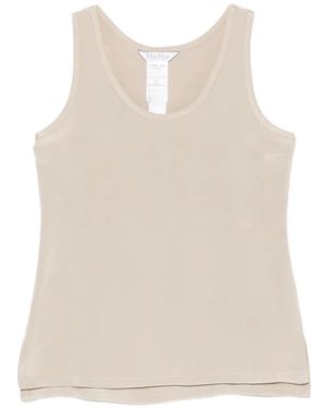 Max Mara Satin-Finish Logo-Embroidered Top - White