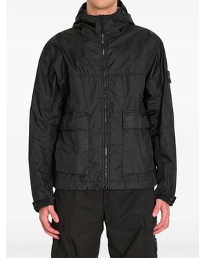 Stone Island 4100004 Membrana 3L Tc Hooded Jacket With Water-Resistant Membrane - Black