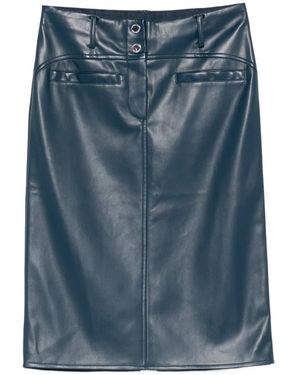 Patrizia Pepe Logo-Button Mini Skirt - Blue