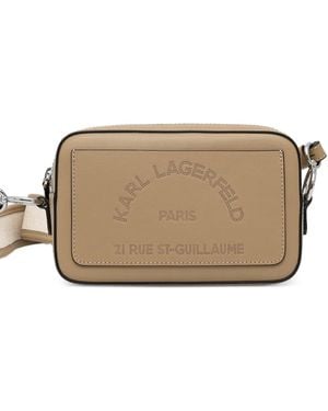 KARL LAGERFELD Logo-Perforated Shoulder Bag - Brown