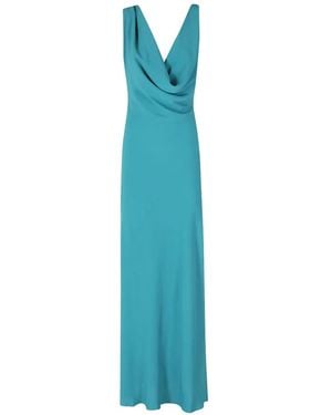 ANDAMANE Draped Tie-Fastening Dress - Blue