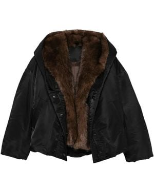 Juun.J Kapuzenjacke Mit Faux Fur - Schwarz
