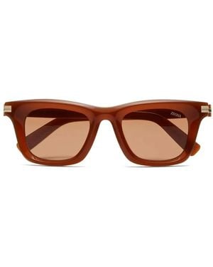 ZEGNA Rectangular-Frame Sunglasses - Brown