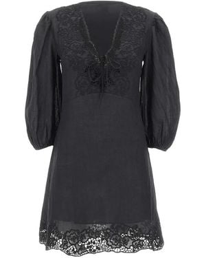BOSS Driketta Embroidered Balloon-Sleeve Dress - Black
