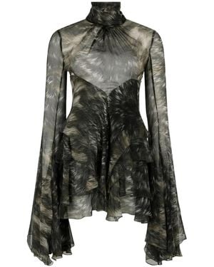 Roberto Cavalli Minikleid Mit Pelz-Print - Schwarz