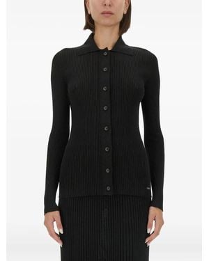 Kiton Buttoned Ribbed Top - Black
