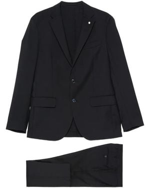 Luigi Bianchi Costume Boutonné À Revers Crantés - Black