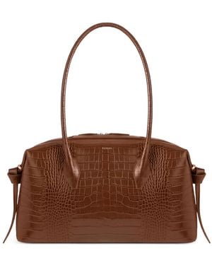 Yuzefi Bolso De Hombro Brioche De Piel Con Efecto De Piel De Cocodrilo - Marrón