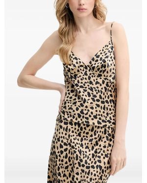 From Future Animal-Print Silk Top - Black