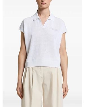 Peserico Bead-Embellished Polo-Collar Jumper - White