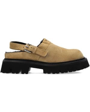 Moschino Buckle Strap Mules - Natural