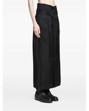 Yohji Yamamoto Button Belted Long Skirt - Black