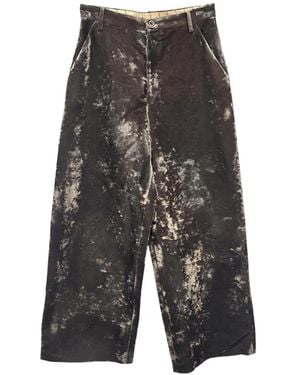 Uma Wang Velvet-Effect Straight-Leg Pants - Grey
