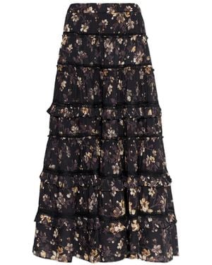AllSaints Falda Larga Con Estampado Floral - Negro