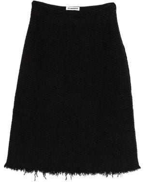 Jil Sander A-Line Frayed Midi Skirt - Black