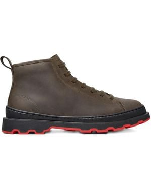 Camper Brutus Lace-Up Leather Biker Boots - Brown