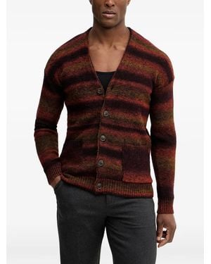 Benetton ストライプ カーディガン - レッド