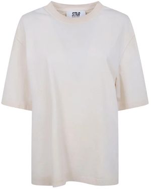 Golden Goose Star/ Relaxed Fit T-Shirt/ Cotton Jersey/ Vintage Treatment/ Star Print - White