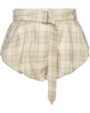 Magda Butrym Check-Pattern Belted Shorts - Natural