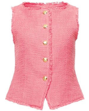 Cinq À Sept Camen Button Bouclé Vest - Pink