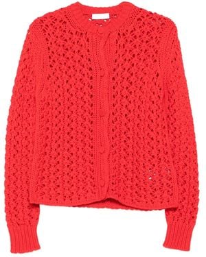 Jil Sander Open-Knit Buttoned-Up Cardigan - Red