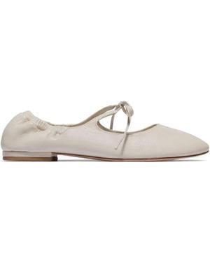 Bernardo 1946 Tie-Fastening Elasticated Ballet Flats - White