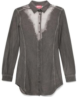DIESEL Short Cotton Shirt Dress - Grey