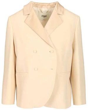 Fendi Double-Breasted Blazer - Natural