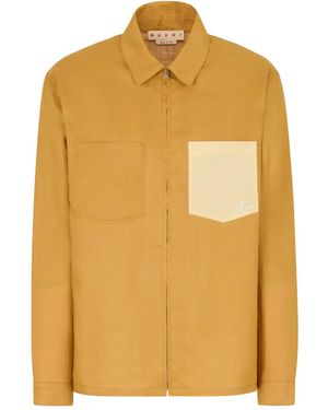 Marni Zip Pocket Waves Logo Shirt - Yellow