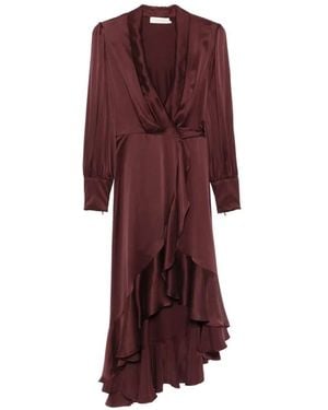 Zimmermann Ruffled-Wrap Midi Dress - Red