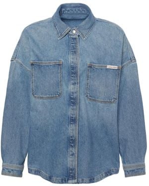 Calvin Klein Jeans Denim Boyfriend Button Up Shirt - Blue