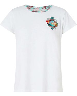 CAMILLA Camiseta De Cuello Redondo Y Estampado - Blanco