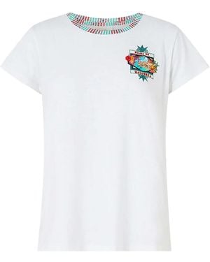 CAMILLA Camiseta De Cuello Redondo Y Estampado - Blanco