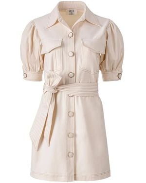 Lita Couture Puff-Sleeve Mini Dress - Natural