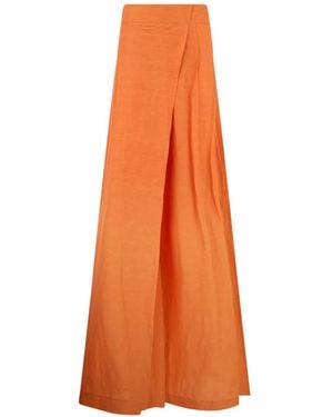 Alberta Ferretti High-Waisted Wrap-Style Maxi Skirt - Orange