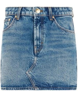 Roberto Cavalli Faded-Effect Straight Mini Skirt - Blue