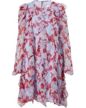 Carolina Herrera フローラル シフォンドレス - レッド
