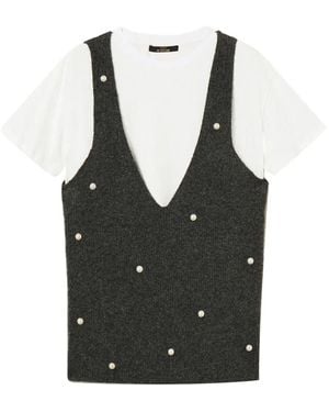 Twinset Embellished V-Neck T-Shirt - Black