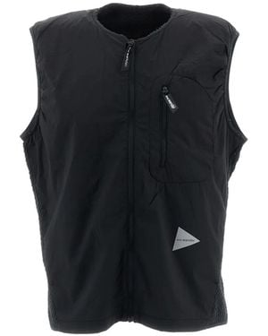 and wander Air Fleece Reflective-Logo Gilet - Black