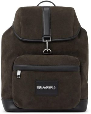 KARL LAGERFELD Faux-Suede K/Traveller Backpack - Black
